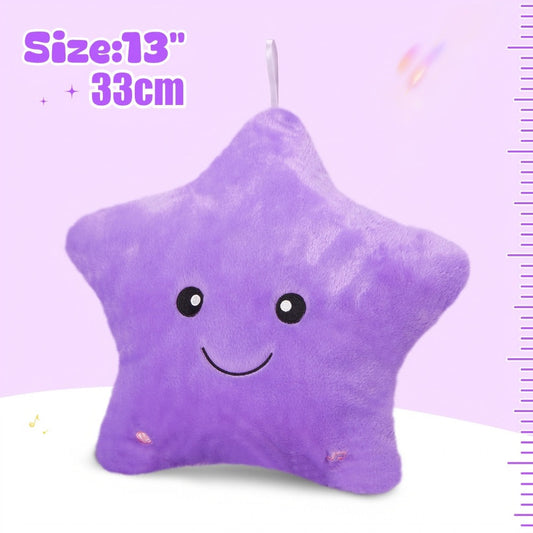 Light Up Musical Star Plush Toy, Purple LED Glow Star with Soothing Music