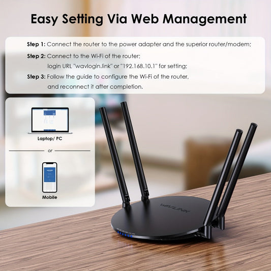 WiFi Router WAVLINK AC1200 Dual Band, 3-in-1 Modes with Gigabit Ports