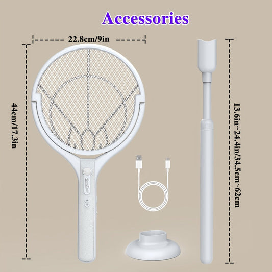 Electric Fly Swatter with 4000V Grid, USB-C Charging and Detachable Head