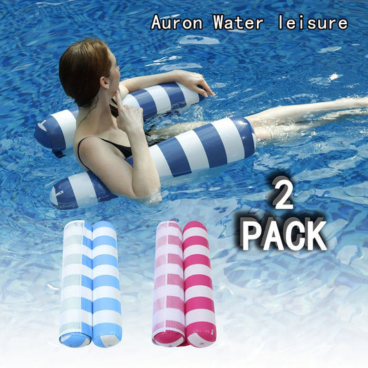 4-in-1 Inflatable Pool Float Hammock 2-Pack, Striped Multi-Mode Water Lounger