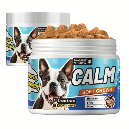 Dog Calming Soft Chews, Chicken Flavor, 90 per Bottle, 1–3 Bottle Options