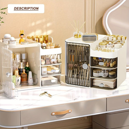 Makeup Organizer with 3 Drawers and Mirror for Vanity and Skincare Storage