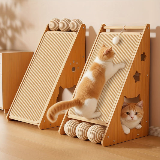 Sisal Cat Scratching Board with Inclined Ramp and Hideaway, Star or Deluxe Style