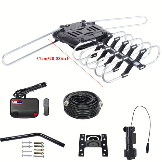 Outdoor TV Antenna with Built-In 2-TV Splitter, RG6 Cable and Mounting Bracket
