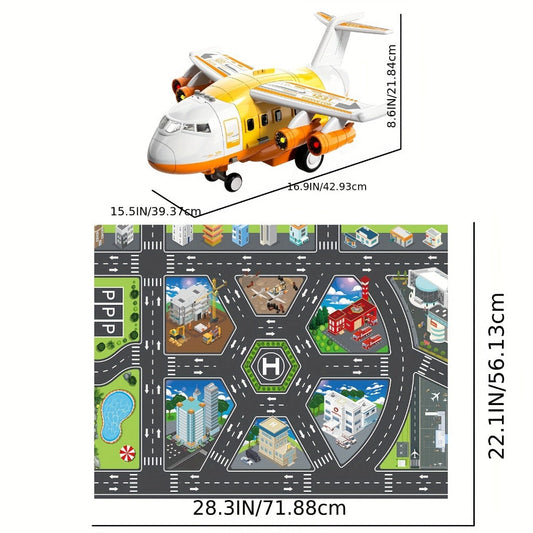Transport Cargo Airplane Toy for Kids – Jumbo Plane with 10 Mini Cars & Spray Mist