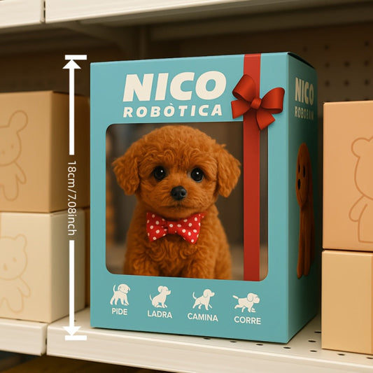 Electronic Plush Puppy Toy — Walks, Barks, and Wags Tail, Teddy Poodle in Gift Box