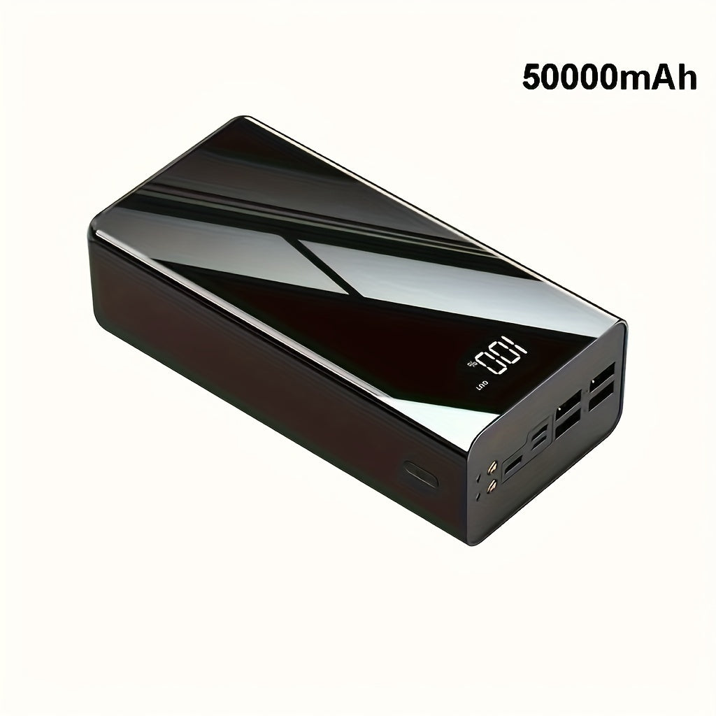 4-Port 100000mAh High Capacity Power Bank 30000mAh 50000mAh 80000mAh, Type-C Fast Charging LED Display Outdoor Emergency Backup Battery Pack for iPhone Android Samsung Tablets – Black Red Available