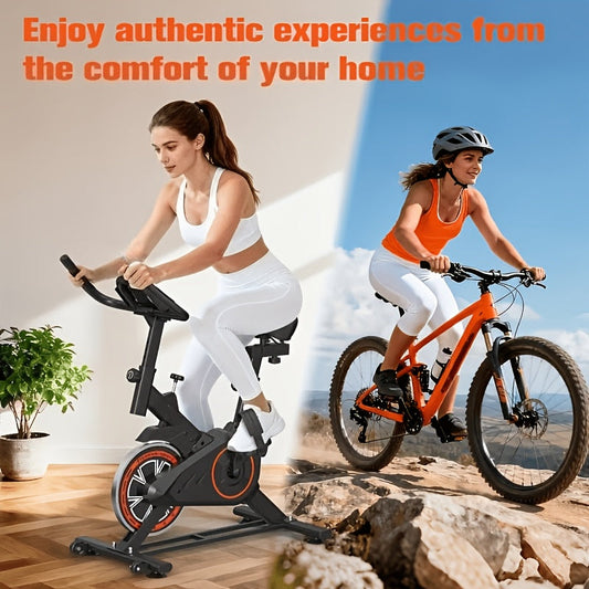 Indoor Exercise Bike with Belt Drive and Adjustable Resistance, Black or Red