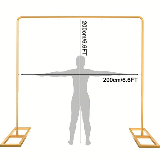 Photography Backdrop Frame, 78.74-Inch Square Metal Stand in Gold for Events