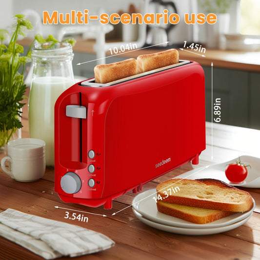Slim 2-Slice Long Slot Toaster with 6 Shade Settings and Removable Crumb Tray