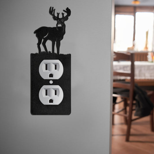Rustic Metal Outlet Cover Plates, 6-Pack, Wildlife & Woodland Duplex Designs