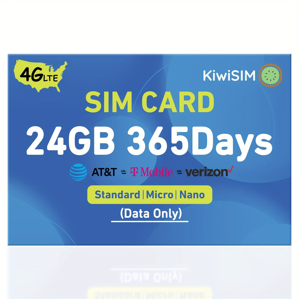 Prepaid Data SIM Card USA 4G LTE KIWISIM Auto-Switch AT&T & T-Mobile – No Contract No Monthly Fee, 6GB 8GB 24GB Plans for Security Cameras GPS Trackers Mobile Hotspots IoT Tablets Smartwatches