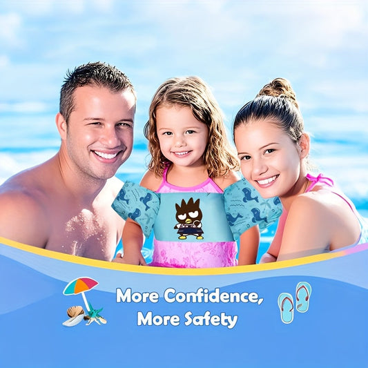 Kids Swim Vest, Blue Cartoon Design with Adjustable Straps, 20–50 lb
