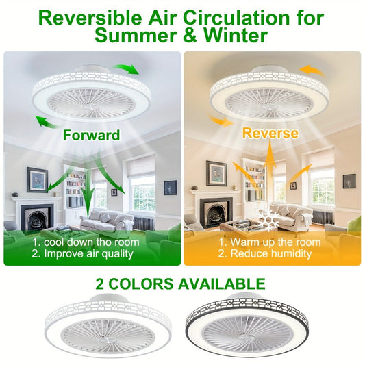 LED Ceiling Fan with Light, 20-Inch Flush Mount, 3000K–6500K and Reversible Airflow