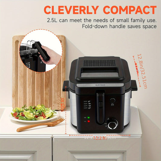 Electric Deep Fryer with Adjustable Temperature, Nonstick Pot and Basket, 1.5–6 L Options