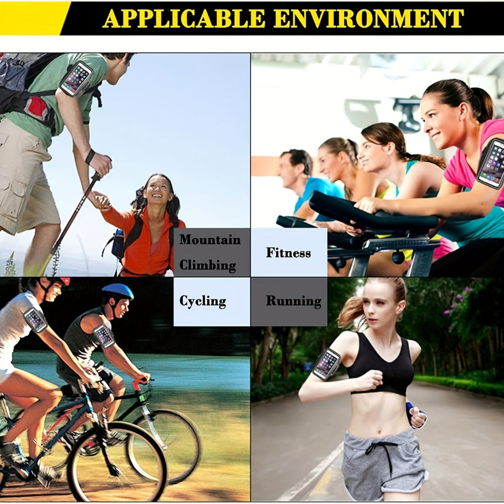 Running Armband Phone Case Waterproof Sweatproof with Touch Screen Face ID Access & Storage Pocket - Adjustable Lightweight Arm Band for Running Jogging Gym Workout Cycling for iPhone Samsung Android