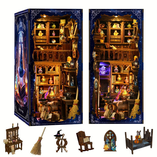 Magic House Book Nook Kit with LED Light for DIY Bookshelf Display