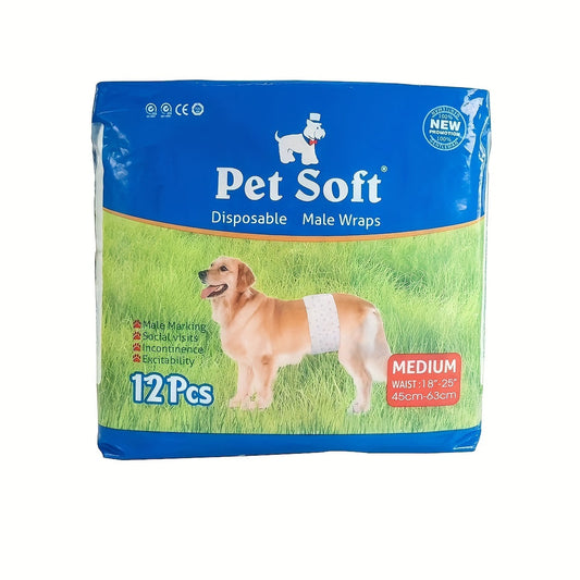 Disposable Dog Diapers, 12-Pack with Male & Female Styles, S & M Sizes