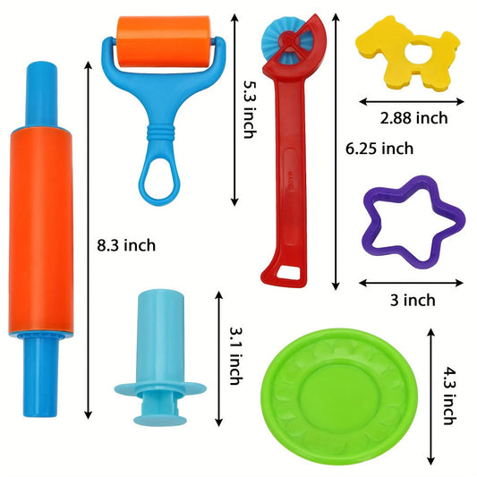 Clay Tool Set for Kids, 44-Piece Molds, Rolling Pins and Cutters