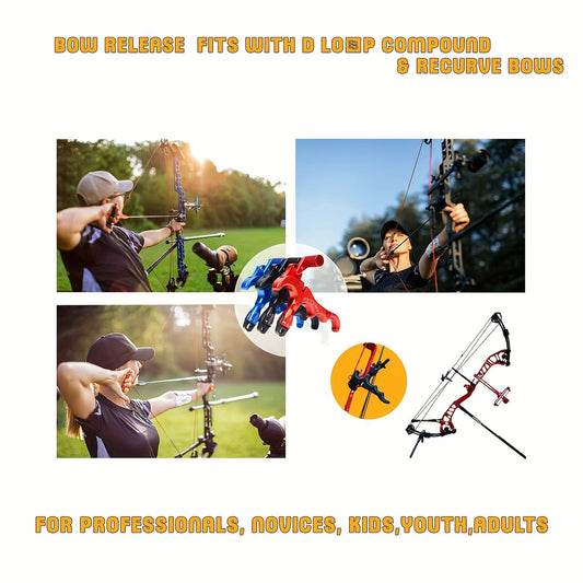 Compound Bow Release Aid, 4-Finger Aluminum Thumb Trigger with 360-Degree Rotating Head