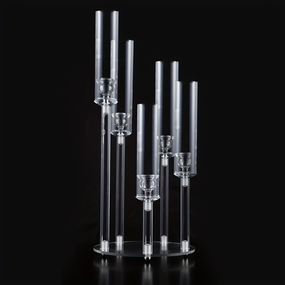 Acrylic Candelabra Candle Holder – Clear Crystal 5-Arm & 6-Arm Taper Candlestick Holders for Wedding Centerpiece, Dining Table, Party & Anniversary Decor