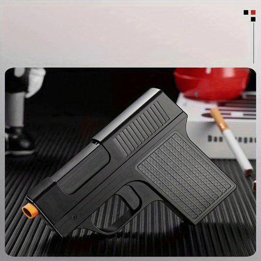 Butane Torch Lighter with Pistol-Style Design and Adjustable Blue Flame, Black or Brown
