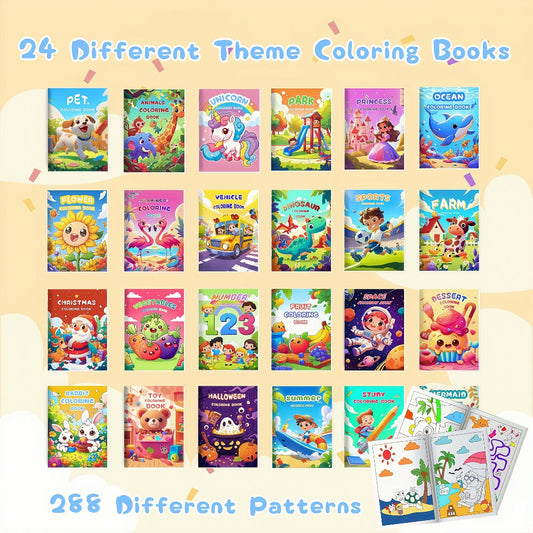 Bulk Coloring Books for Kids, 24 Pack, Animal, Mermaid & Dinosaur Party Favors