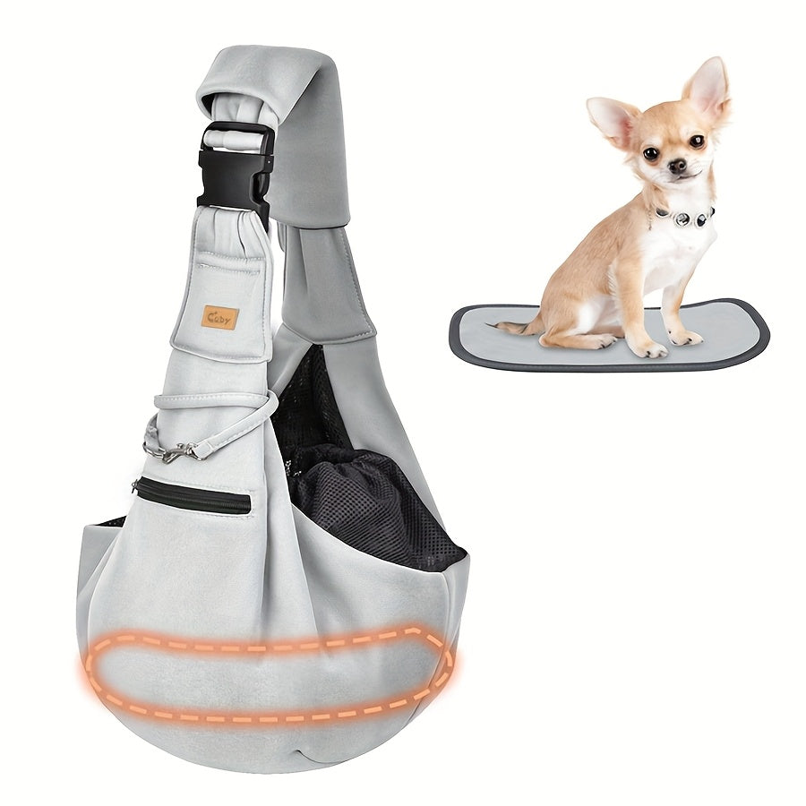 Padded Hard Bottom Pet Sling Shoulder Carrier | Adjustable Soft Dog Cat Puppy Carrying Bag, Comfortable Hands-Free Travel Shoulder Tote with Stable Base for Small Pets, 6 Colors Including Mesh Option