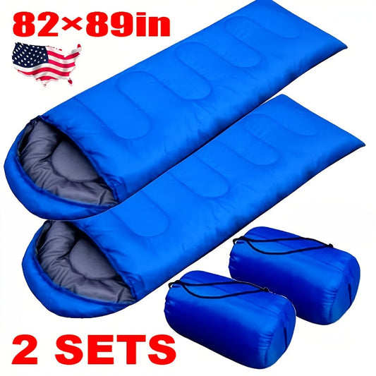 Lightweight Rectangular Sleeping Bag with Adjustable Hood for Camping and Travel