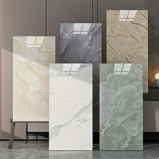 Peel and Stick Marble-Look Wall Panels, Glossy 3D Decor, 20/40/60 Packs