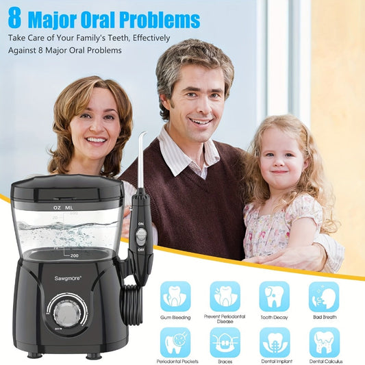 Countertop Water Flosser for Teeth & Braces, 600 ml Tank, 10 Pressure Levels, 8 Nozzles, IPX4