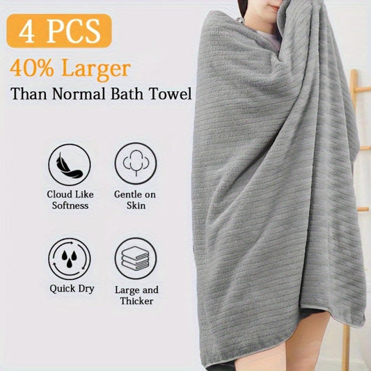 Oversized Microfiber Bath Towels, 4-Pack of 35 x 70-Inch Bath Sheets