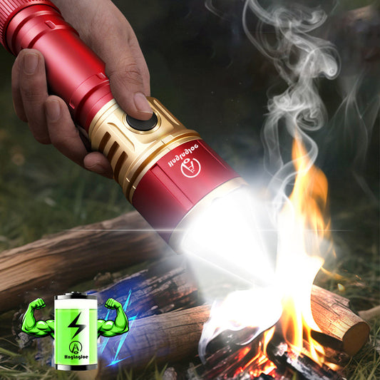 Zoomable LED Flashlight with Fresnel Lens and 3000mAh Rechargeable Battery