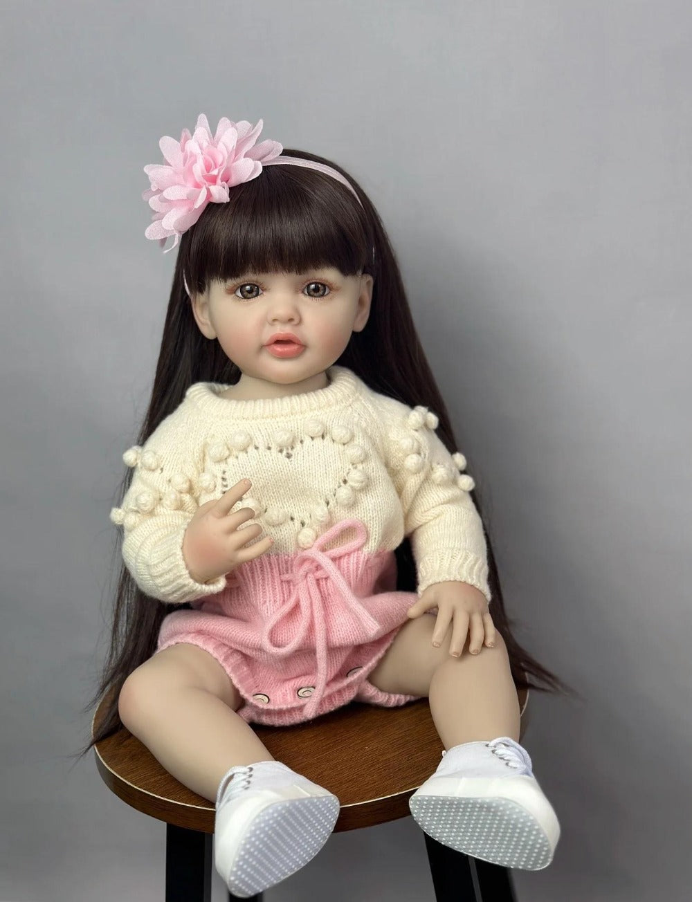 22-Inch Full Vinyl Reborn Baby Doll with Acrylic Eyes and Wig Hair