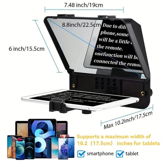 Teleprompter A10 with Phone Holder & Remote for Scripted Video, Plus Stand Option