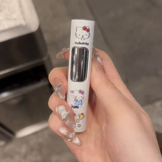Refillable Kawaii Windproof Lighter with Pink Flame, Kuromi & Kitty Styles