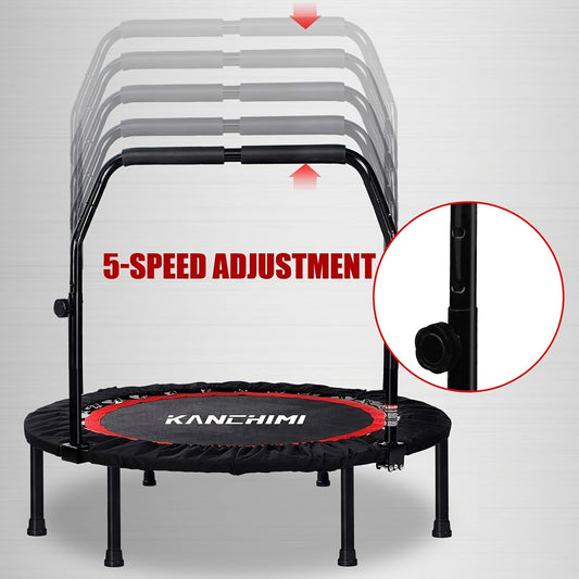 Foldable Mini Trampoline with Bungee Cords and Adjustable U-Shaped Handle