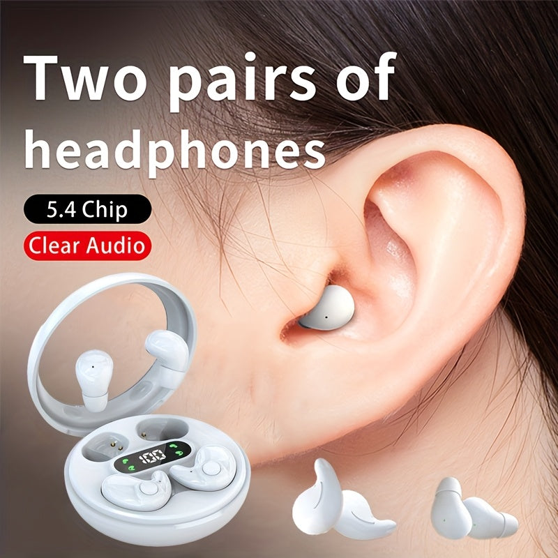 Couples Wireless Earbuds 2 Pairs Dual Touch LED Display Transparent Charging Case Long Battery Stereo Sound Low Latency Gift Set for Men Women Valentine Gaming