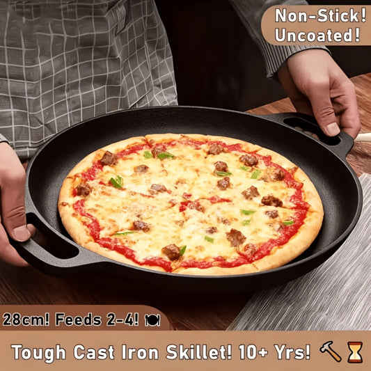 Pre-Seasoned Cast Iron Skillet with Dual Loop Handles, 11.02 Inches (28 cm)