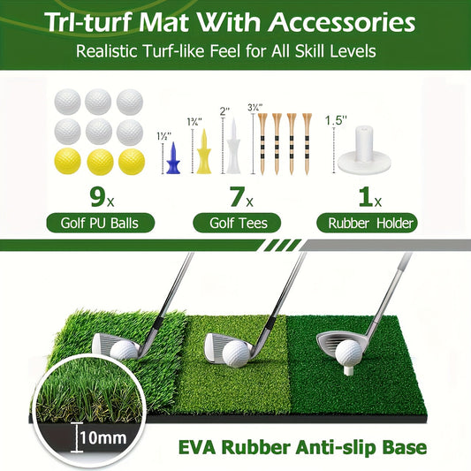 Golf Practice Net with Hitting Mat, 10 x 7 ft for Indoor and Backyard Training