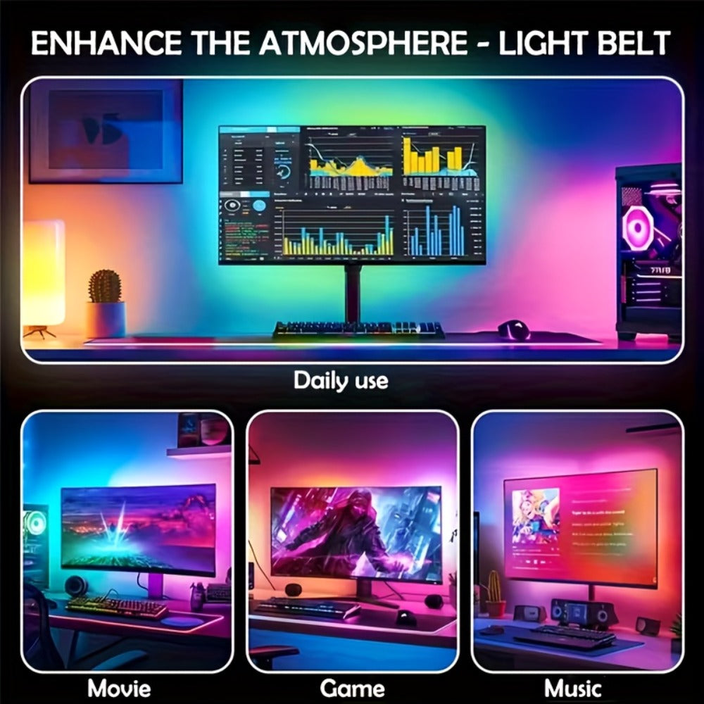 TV LED Backlight Strip with AR Screen Sync - RGB Smart Ambient Light for 35-80 Inch TVs & Monitors, Music Sync, App Control, Immersive Bias Lighting for Gaming Room & Home Theater