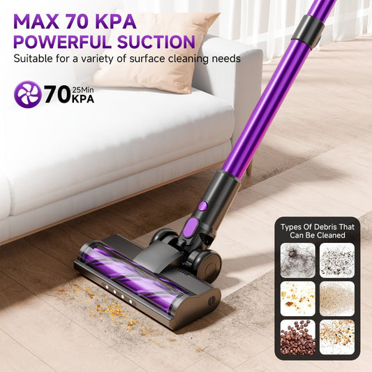 Cordless Stick Vacuum Cleaner with 3 Suction Settings, LED Brush and Removable Battery