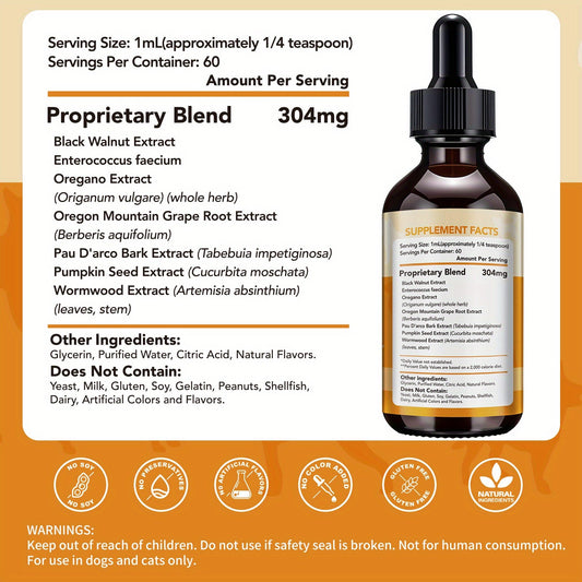 Herbal Supplement Drops for Dogs & Cats, 2 fl oz per Bottle