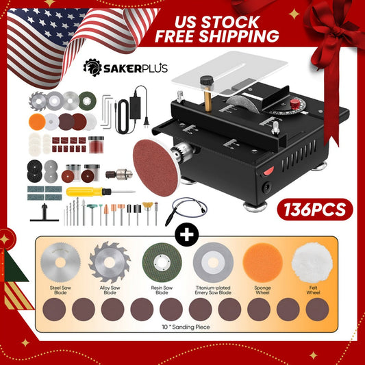 Mini Table Saw, SakerPlus 7-Speed Machine for Cutting, Sanding, Carving and Drilling
