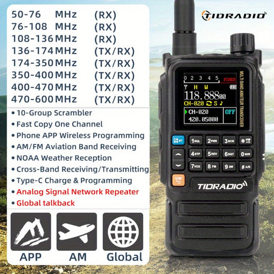Ham Radio Tidradio H3 Plus with Multi-Band Operation, AM/FM Reception & ODMaster Support