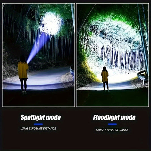 Zoomable COB Flashlight with 5 Modes, COB Tail Light and USB Power Bank Output