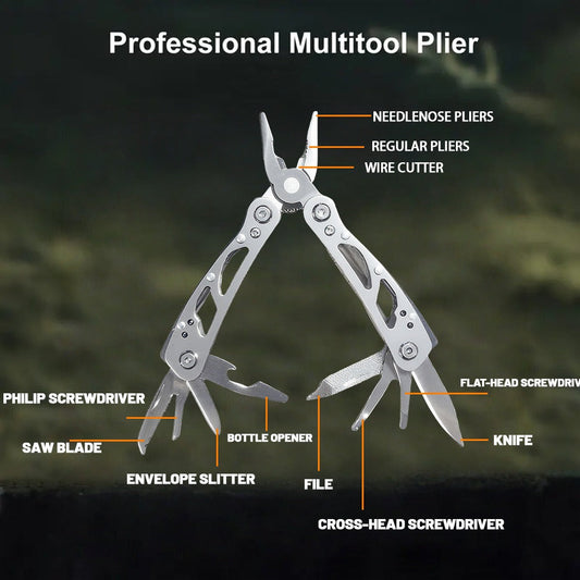 Folding Multitool Pliers, Carbon Steel with Wire Cutter and Screwdriver