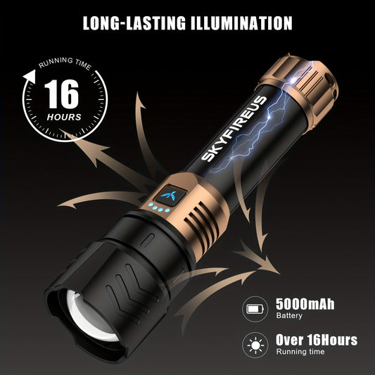 Rechargeable LED Flashlight with Adjustable Zoom and 4 Lighting Modes