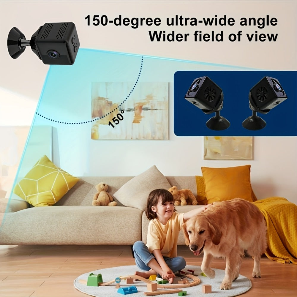 2K Mini Magnetic Security Camera, Continuous Video Recording, Night Vision, 2.4G WiFi, USB & Battery Dual Power, SD Card & Cloud Storage – Compact Nanny Cam for Baby Pet Home Surveillance
