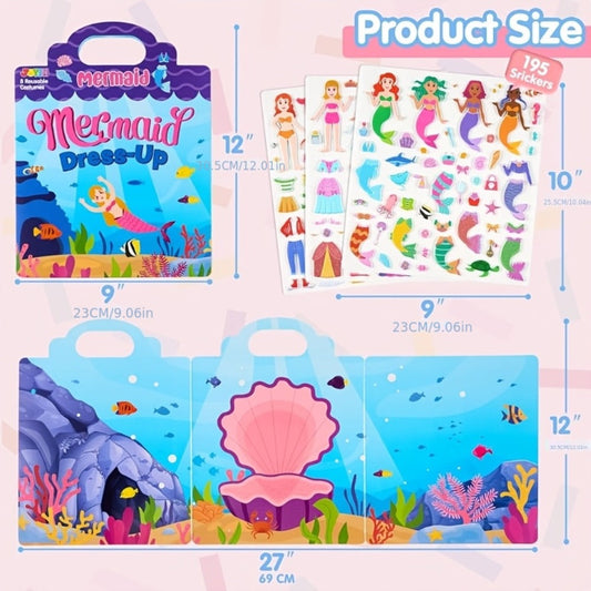 Reusable 3D Foam Sticker Books for Kids, 3 Themes, 195+ Stickers